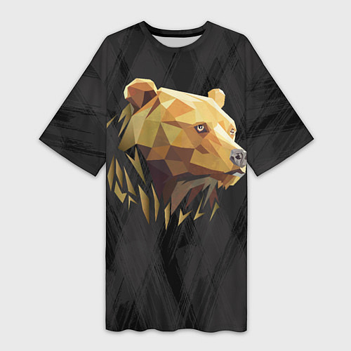 Женская длинная футболка Русский бурый медведь 2024 / 3D-принт – фото 1
