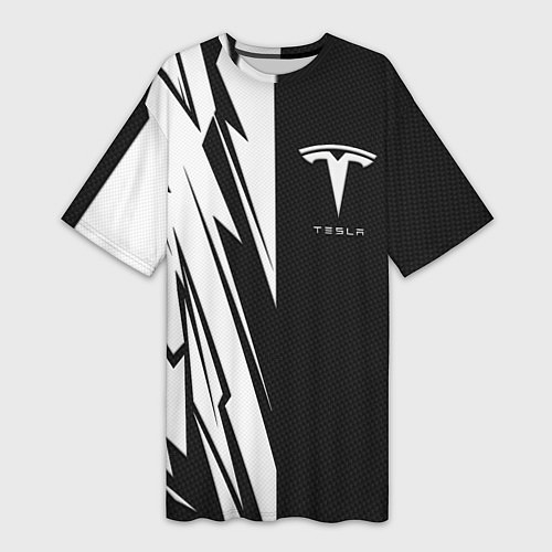 Женская длинная футболка Tesla - carbon texture / 3D-принт – фото 1