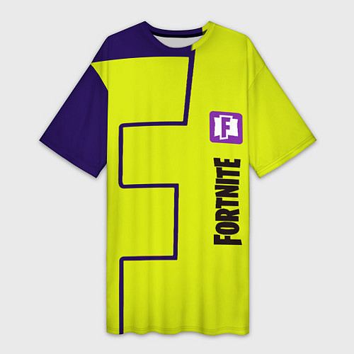 Женская длинная футболка Fortnite logo yellow game / 3D-принт – фото 1