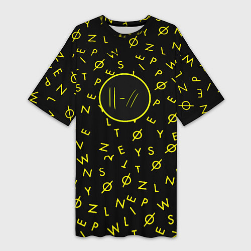 Женская длинная футболка Twenty one pilots pattern rock yellow / 3D-принт – фото 1