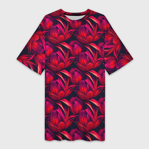 Женская длинная футболка Прекрасные цветы к празднику / 3D-принт – фото 1