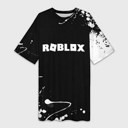 Женская длинная футболка Roblox текстура краски белые