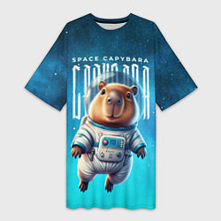 Футболка женская длинная Space capybara, цвет: 3D-принт