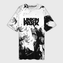 Женская длинная футболка Linkin park огненный дым рок