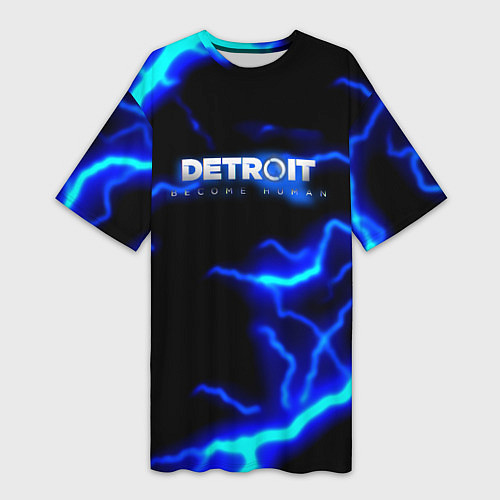 Женская длинная футболка Detroit become human storm / 3D-принт – фото 1