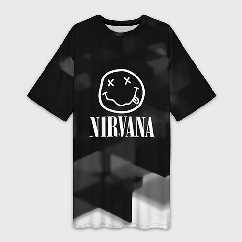 Женская длинная футболка Nirvana текстура рок / 3D-принт – фото 1