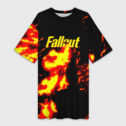 Женская длинная футболка Fallout огнненое лого