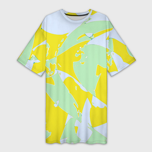 Женская длинная футболка Салатово-жёлтые пятна / 3D-принт – фото 1