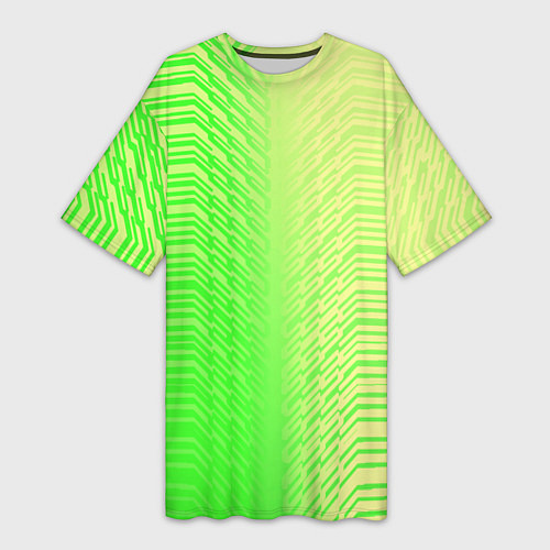 Женская длинная футболка Зелёные градиентные линии / 3D-принт – фото 1