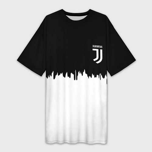 Женская длинная футболка Juventus белый огонь текстура / 3D-принт – фото 1