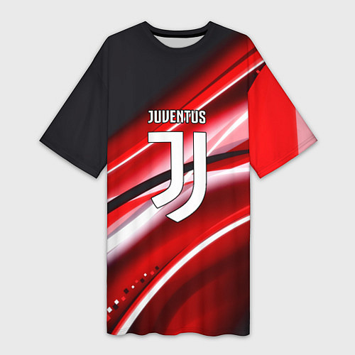 Женская длинная футболка Juventus geometry sport line / 3D-принт – фото 1