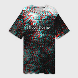 Женская длинная футболка Bloodborn souls глитч краски