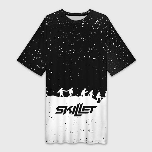 Женская длинная футболка Skillet rock music band / 3D-принт – фото 1