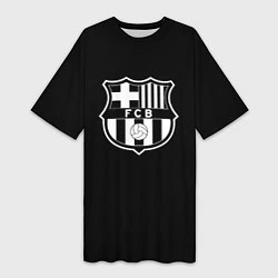Футболка женская длинная Barcelona fc club белое лого, цвет: 3D-принт