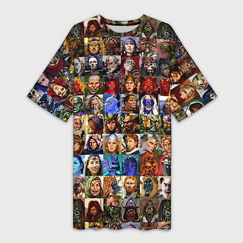 Женская длинная футболка Портреты всех героев / 3D-принт – фото 1