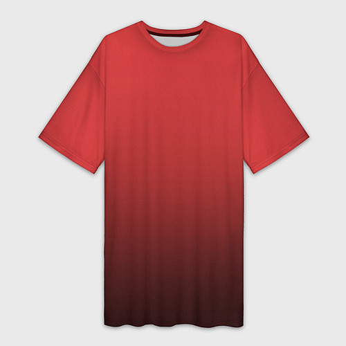 Женская длинная футболка Градиент клубнично-чёрный / 3D-принт – фото 1