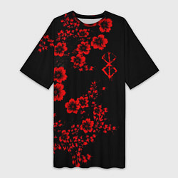 Женская длинная футболка Клеймо жертвы из аниме Берсерк - красные цветы