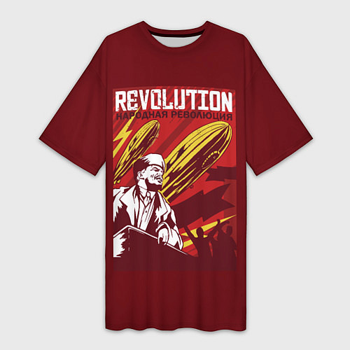 Женская длинная футболка Народная революция с Лениным / 3D-принт – фото 1