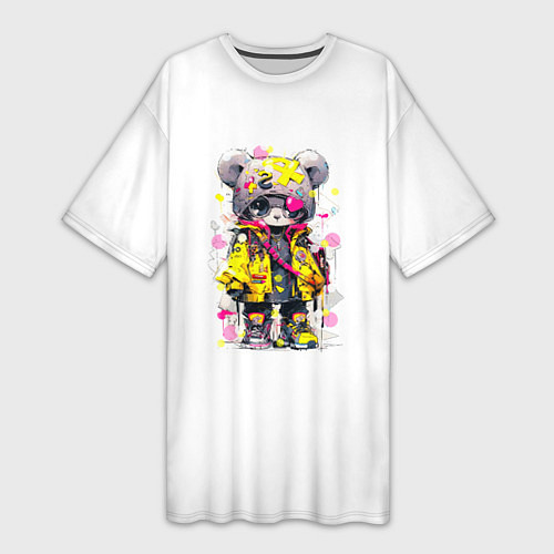 Женская длинная футболка Медвежонок аниме в стиле pop art / 3D-принт – фото 1
