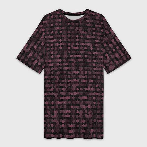 Женская длинная футболка Мозаика тёмно-красный / 3D-принт – фото 1