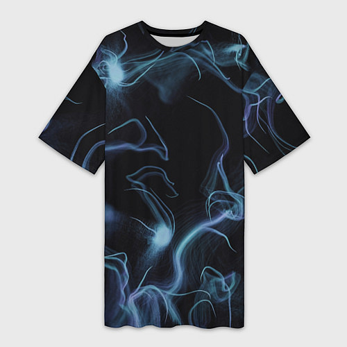 Женская длинная футболка Синие неоновые молнии / 3D-принт – фото 1