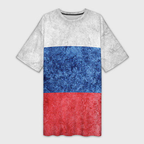 Женская длинная футболка Флаг России разноцветный / 3D-принт – фото 1