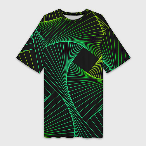 Женская длинная футболка Сетка скрученных линий / 3D-принт – фото 1