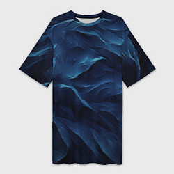 Женская длинная футболка Синие глубокие абстрактные волны