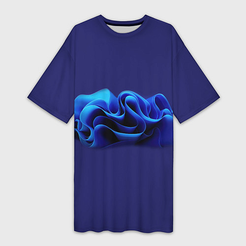 Женская длинная футболка Синие воланы графика / 3D-принт – фото 1