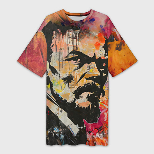 Женская длинная футболка Граффити портрет Владимира Ленина / 3D-принт – фото 1