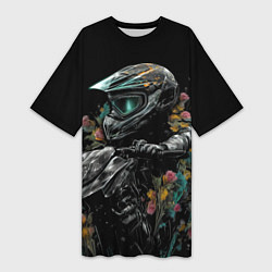 Футболка женская длинная Абстрактный байкер, цвет: 3D-принт