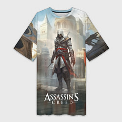 Футболка женская длинная Assassins creed game poster, цвет: 3D-принт