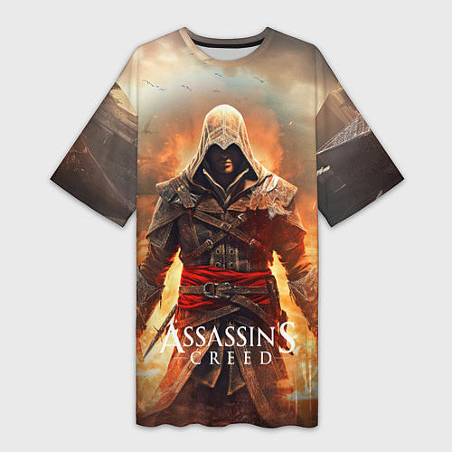 Женская длинная футболка Assassins creed старый город / 3D-принт – фото 1