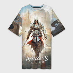 Женская длинная футболка Assassins creed poster game
