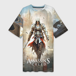 Футболка женская длинная Assassins creed poster game, цвет: 3D-принт