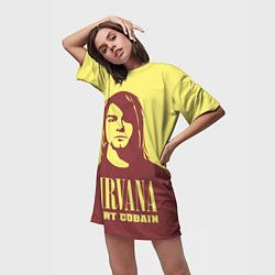 Футболка женская длинная Kurt Cobain Nirvana, цвет: 3D-принт — фото 2