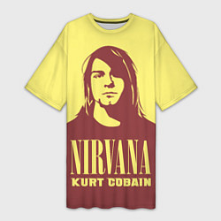 Футболка женская длинная Kurt Cobain Nirvana, цвет: 3D-принт
