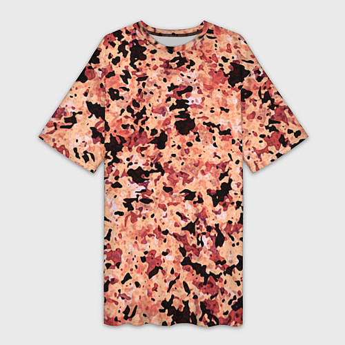 Женская длинная футболка Абстракция персиковый пятнистый / 3D-принт – фото 1