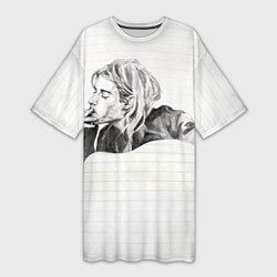 Женская длинная футболка Рисунок Курта Кобейна