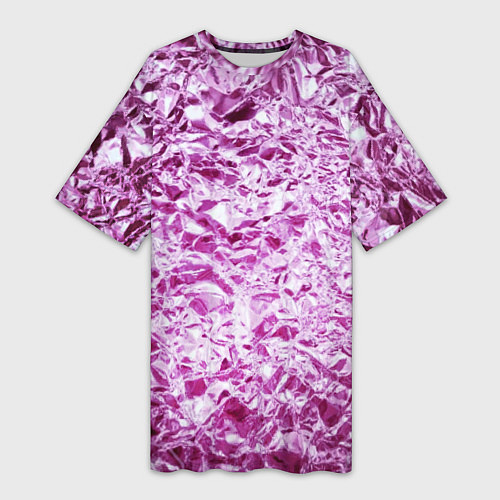 Женская длинная футболка Сверкающая розовая фактура фольги / 3D-принт – фото 1