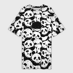 Женская длинная футболка Выходной господина злодея с пандами