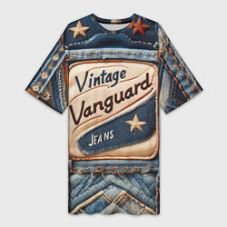 Женская длинная футболка Vintage vanguard jeans - patchwork