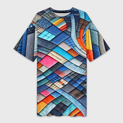 Женская длинная футболка Абстрактный авангардный пэчворк - нейросеть