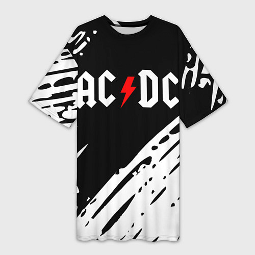 Женская длинная футболка Ac dc rock / 3D-принт – фото 1