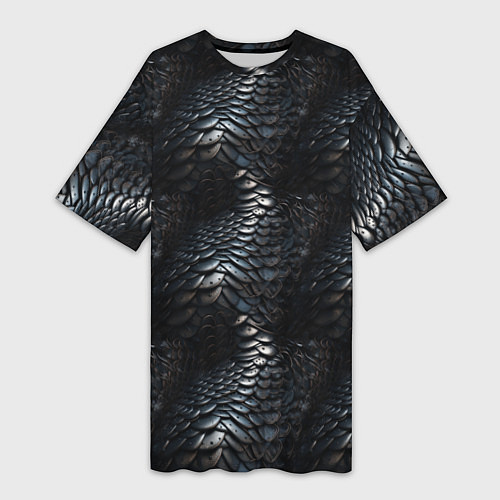 Женская длинная футболка Блестящая металлическая броня / 3D-принт – фото 1