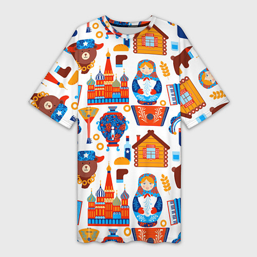 Женская длинная футболка Русские народные традиции / 3D-принт – фото 1