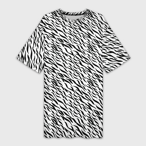 Женская длинная футболка Чёрно-белый имитация шкуры / 3D-принт – фото 1