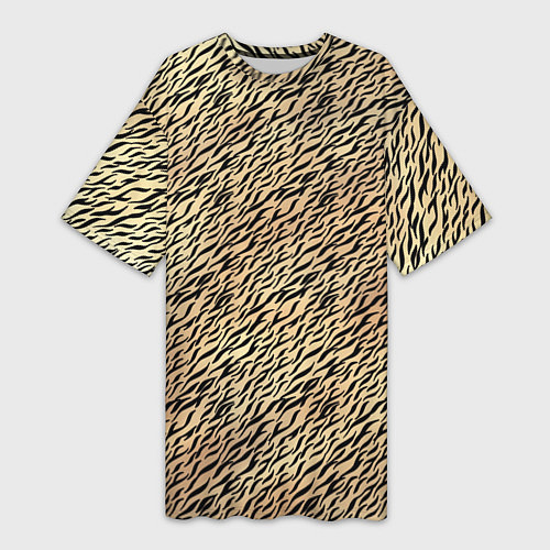 Женская длинная футболка Имитация шкура светло-коричневый / 3D-принт – фото 1