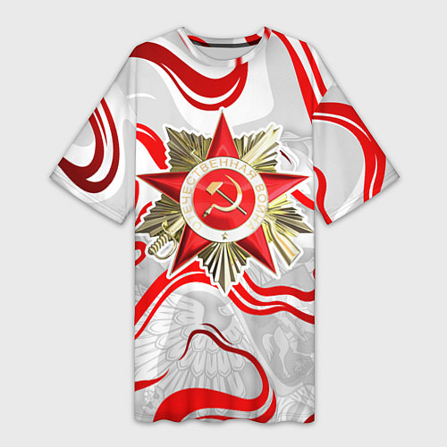 Женская длинная футболка Великая отечественная - красные нити / 3D-принт – фото 1