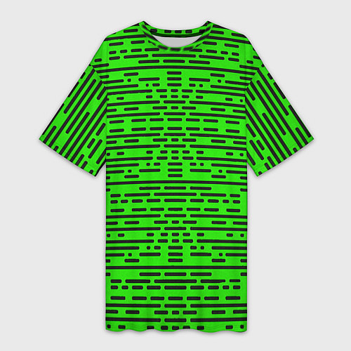 Женская длинная футболка Чёрные полосы на зелёном фоне / 3D-принт – фото 1